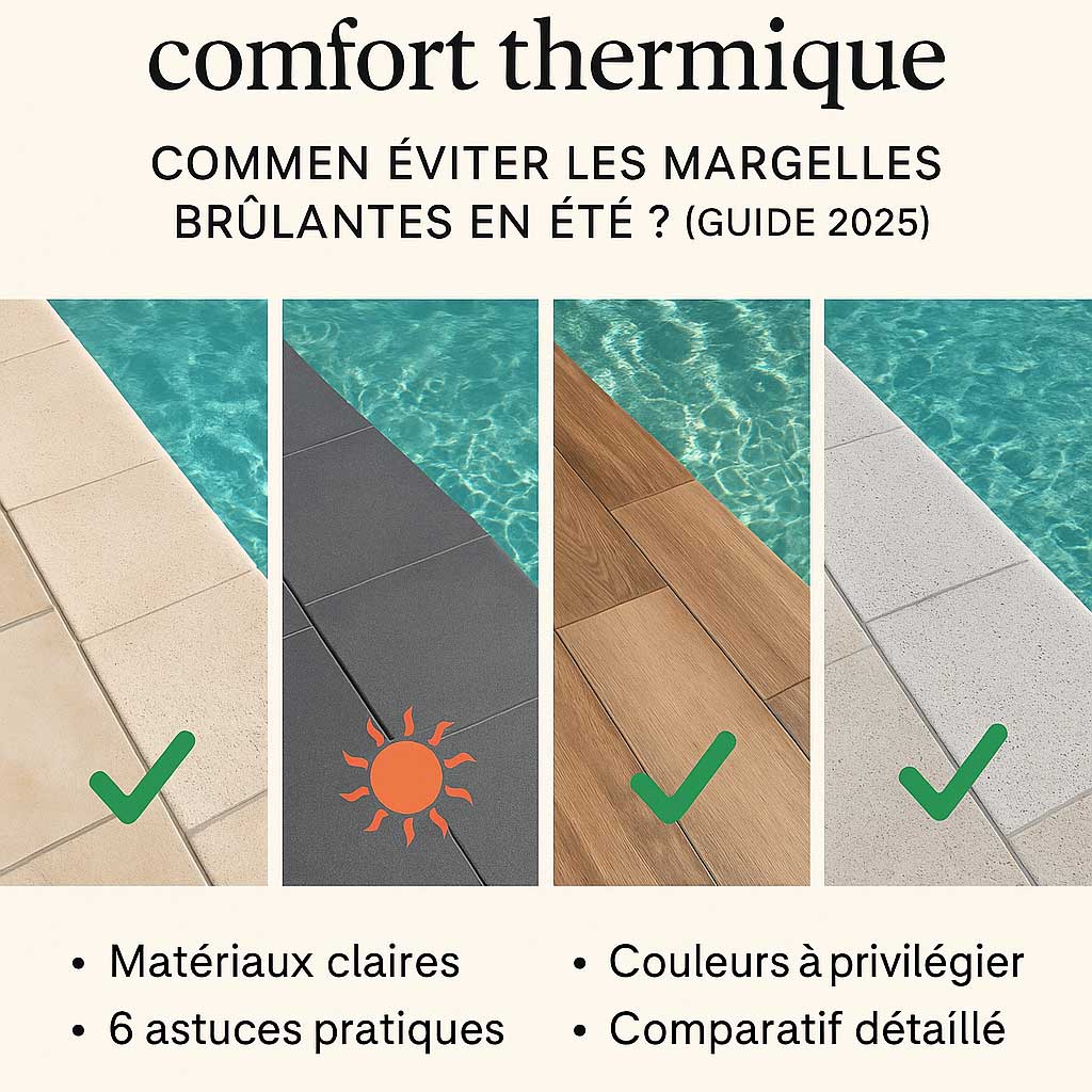 Margelles piscine et confort thermique : comment éviter les margelles brûlantes en été ? (guide 2025)