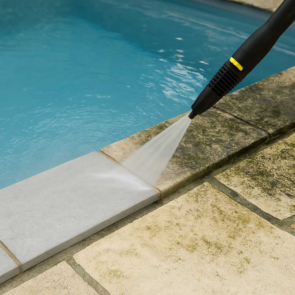 Margelles piscine et nettoyage haute pression : bonnes pratiques et erreurs à éviter (guide 2025)