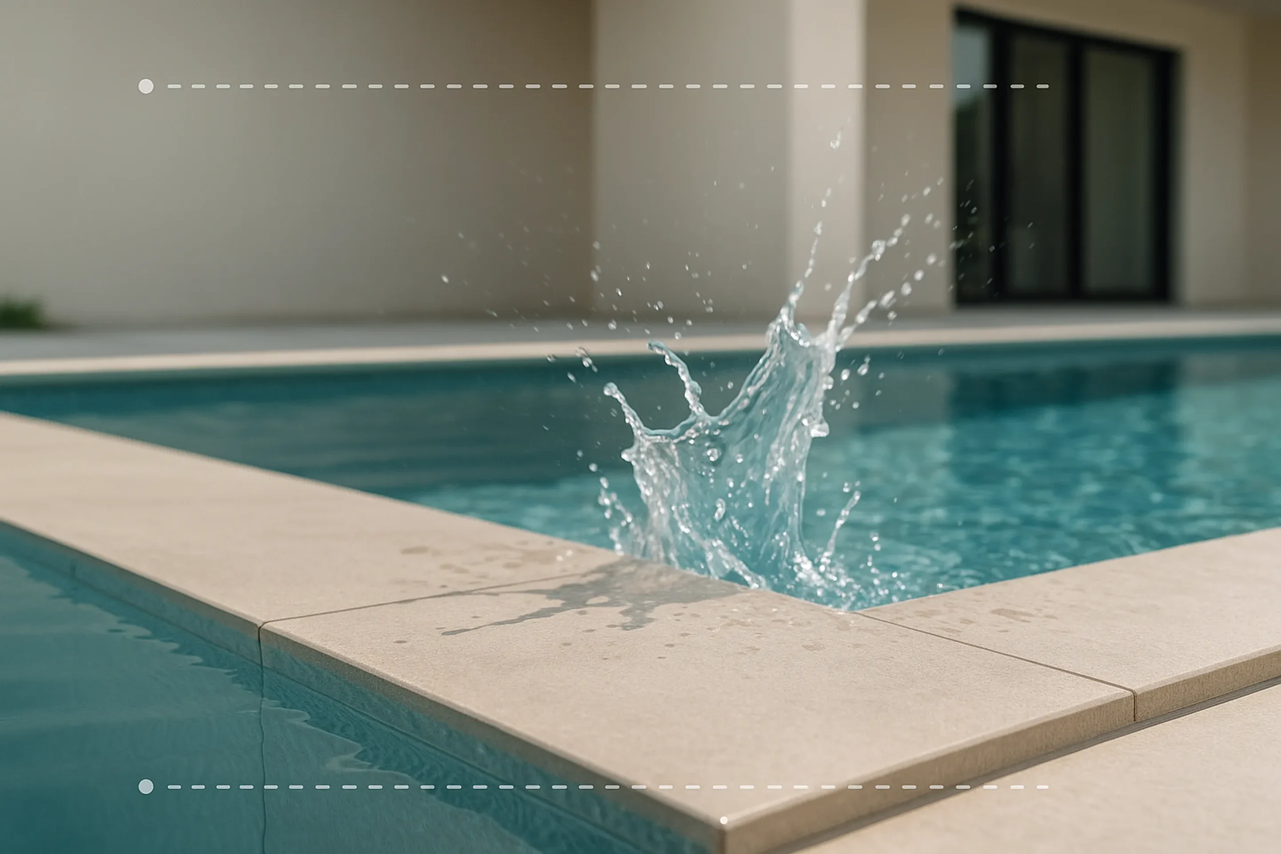 eau sur margelles piscine