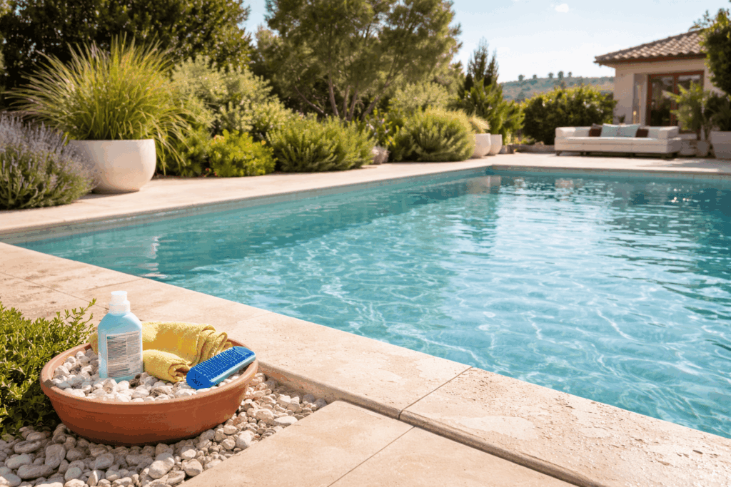 Margelles piscine en zone calcaire : comment éviter les traces blanches durablement ?
