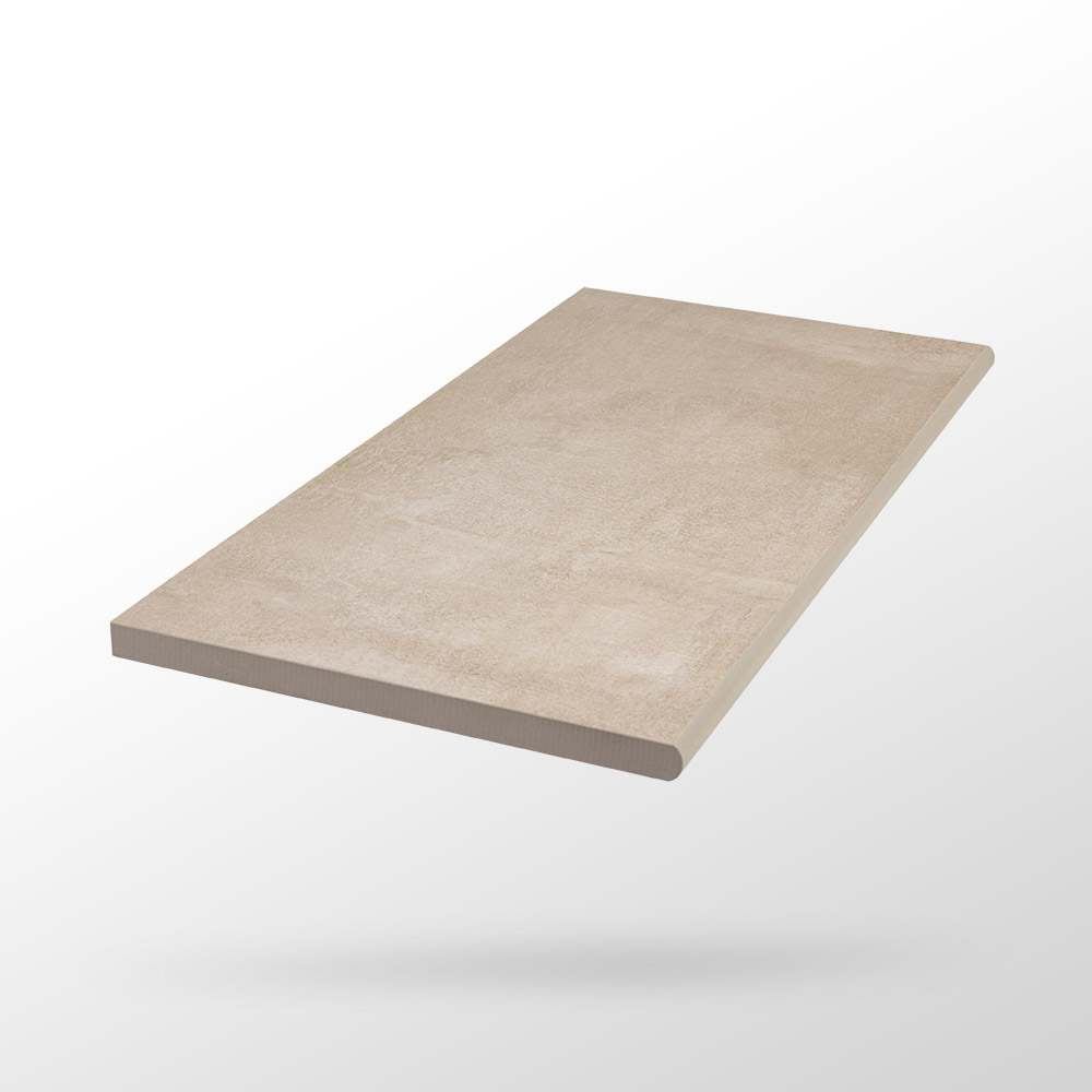 Margelle piscine grès cérame 30×60 cm – Finition Béton Or – Bord arrondi – Épaisseur 2 cm