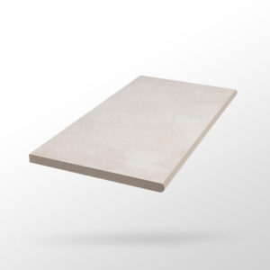 Margelle piscine grès cérame 30x60 cm – Finition Béton Blanc – Bord arrondi – Épaisseur 2 cm